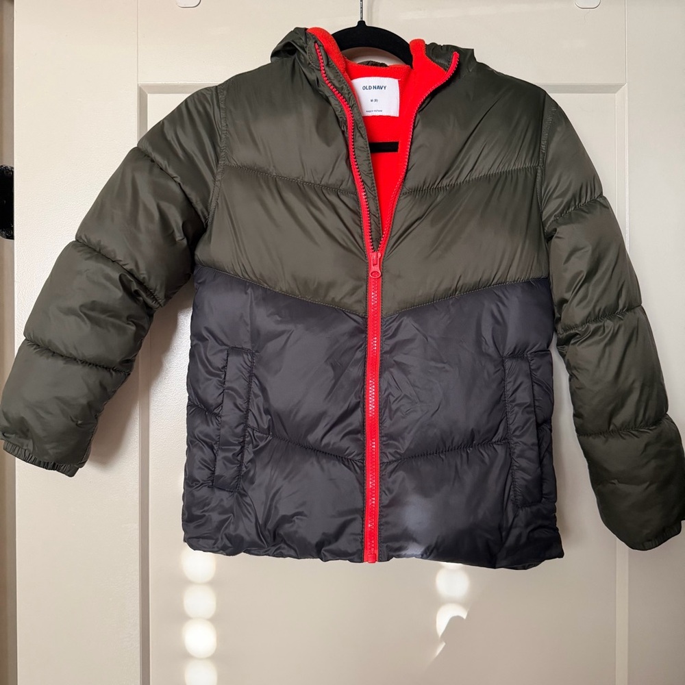 Old Navy Kids Olive and Charcoal Puffer Jacket